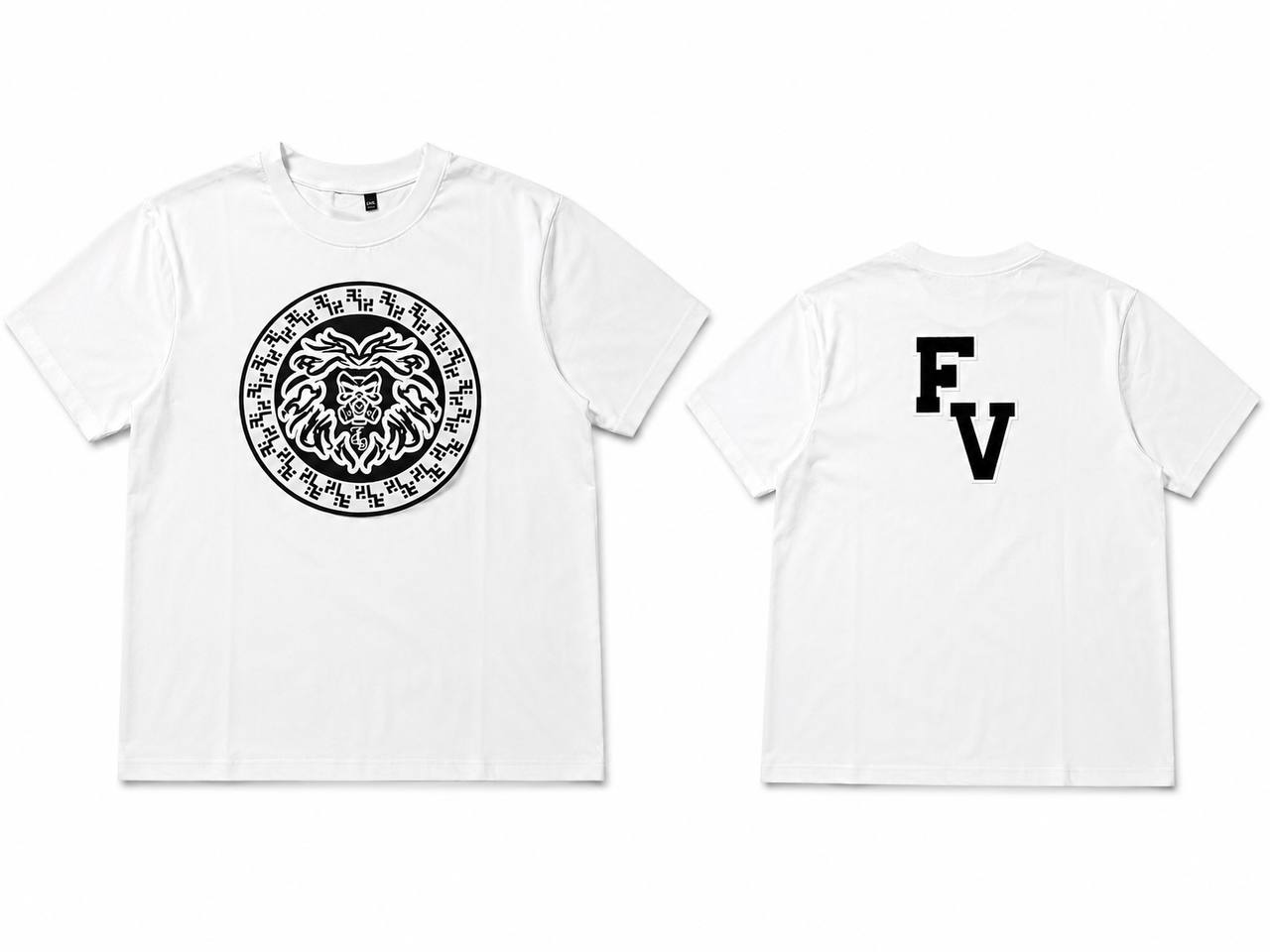 White GMA(Gas Mane Attraction) t-shirt Embroidery patch’s front and back